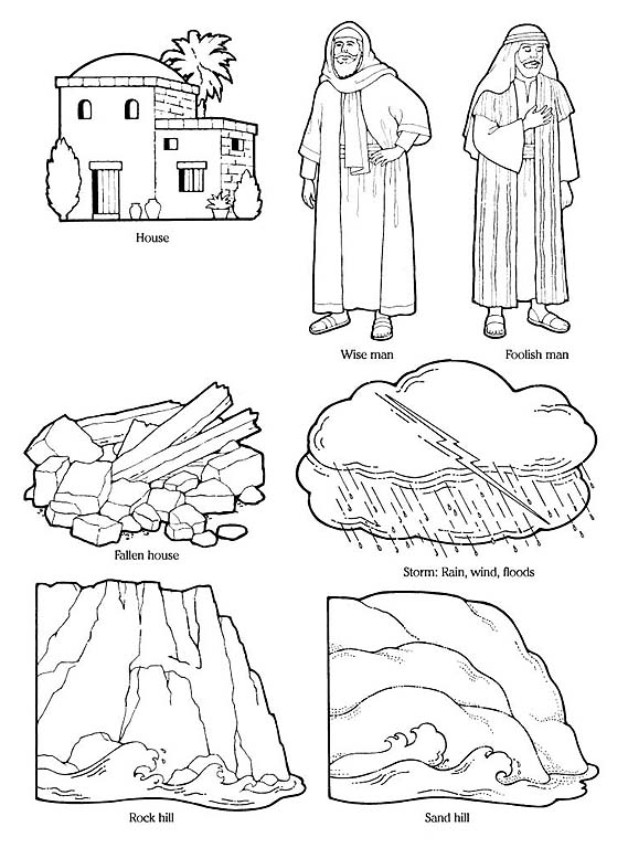 wallpapers Wise Man Built His House On The Rock Coloring Page coloring pages for kids by mr adron